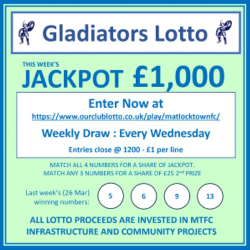 Gladiators Lotto: Wednesday 27th March 2025