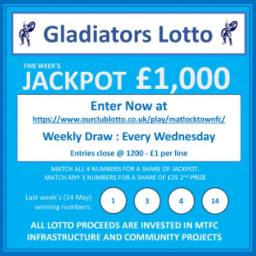 Gladiators lotto results: Wednesday 14th May