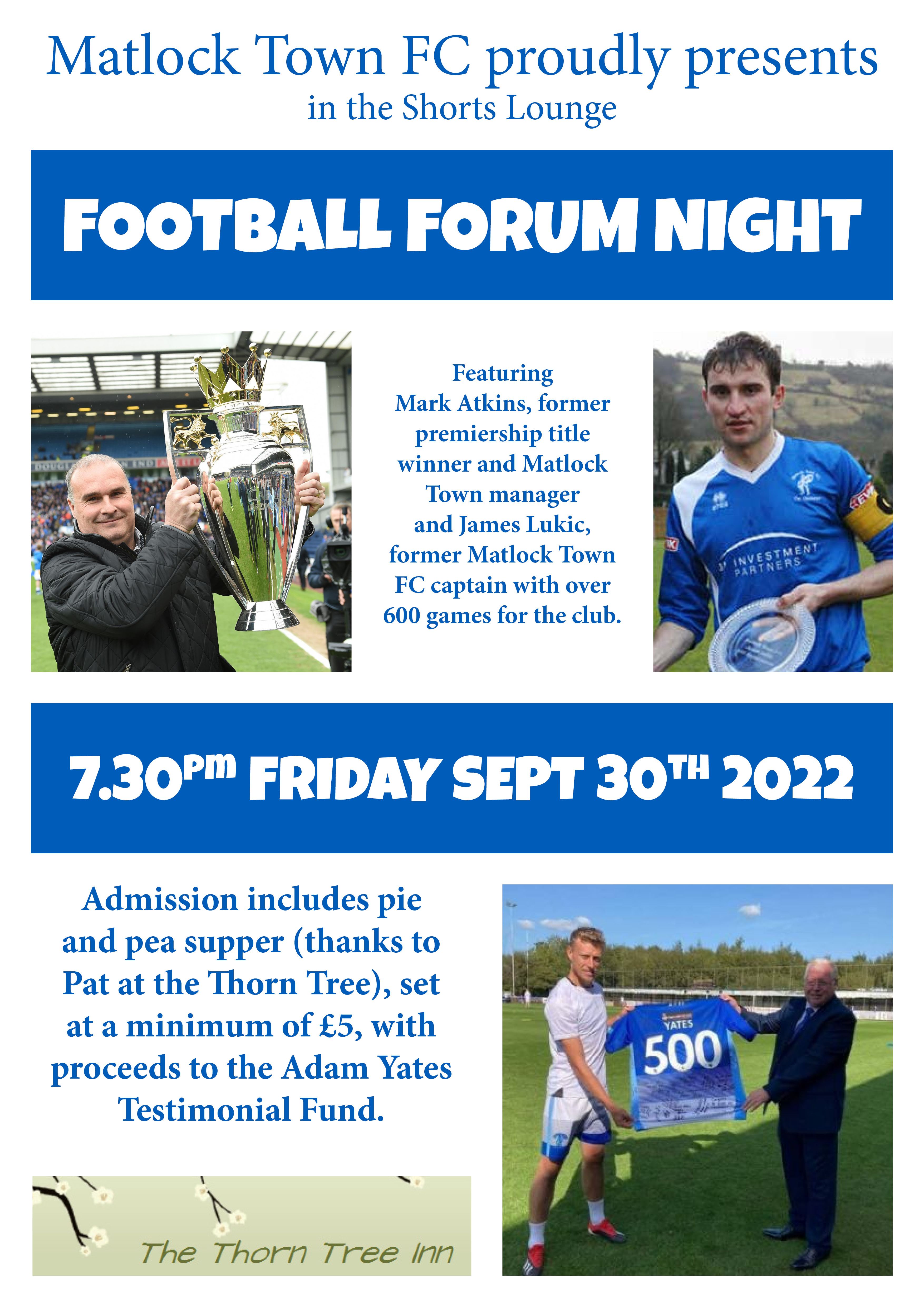 MTFC PRESENTS | Football Forum Night for Yates testimonial