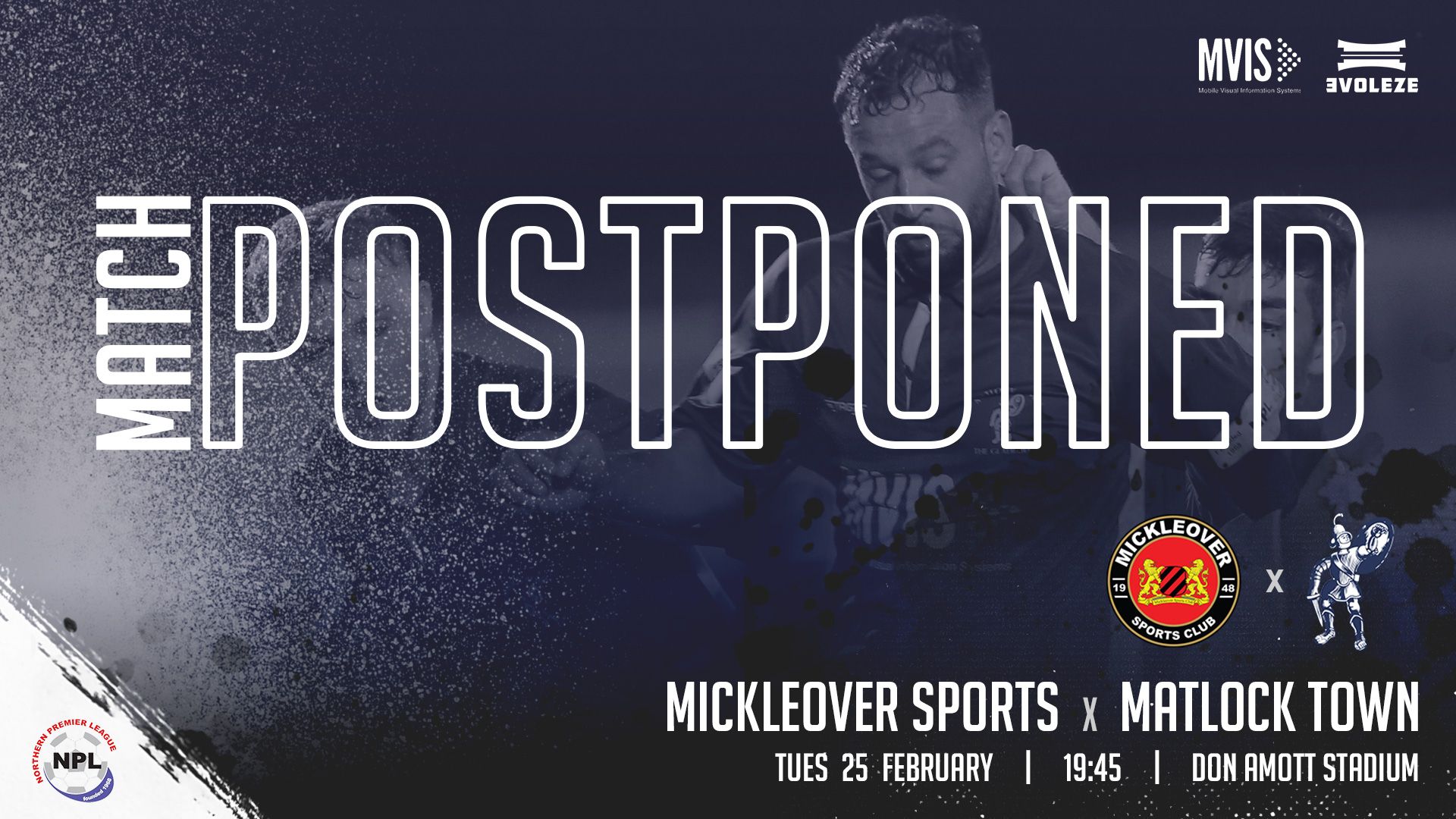 Mickleover Sports Vs Matlock Town - POSTPONED - 25/2/20